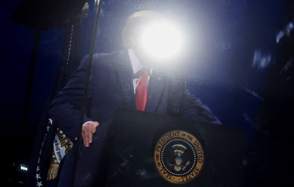 President Donald Trump speaks at a Fourth of July rally, marking the 250th anniversary of US independence, on the National Mall in Washington, DC.
