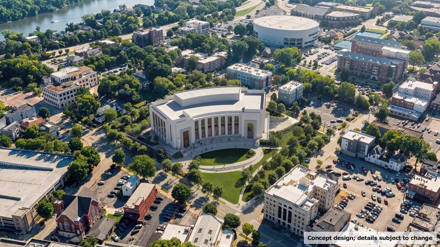 Architecture firm HOK said it envisaged the Chattanooga Courthouse as "a civic landmark that embodies transparency, dignity, and resilience.”