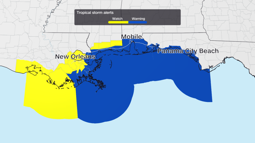 Tropical storm alerts for Bertha.