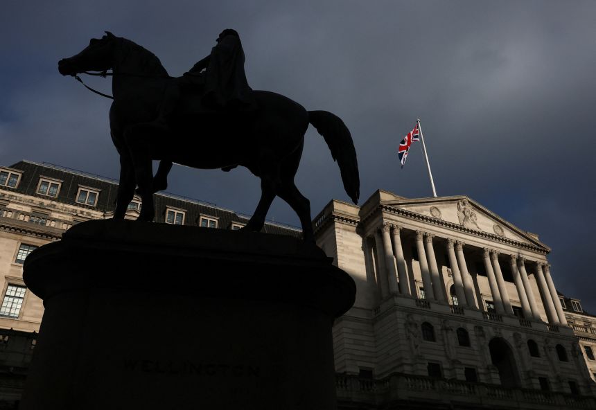 The Bank of England building in the City of London financial district on November 7, 2025.
