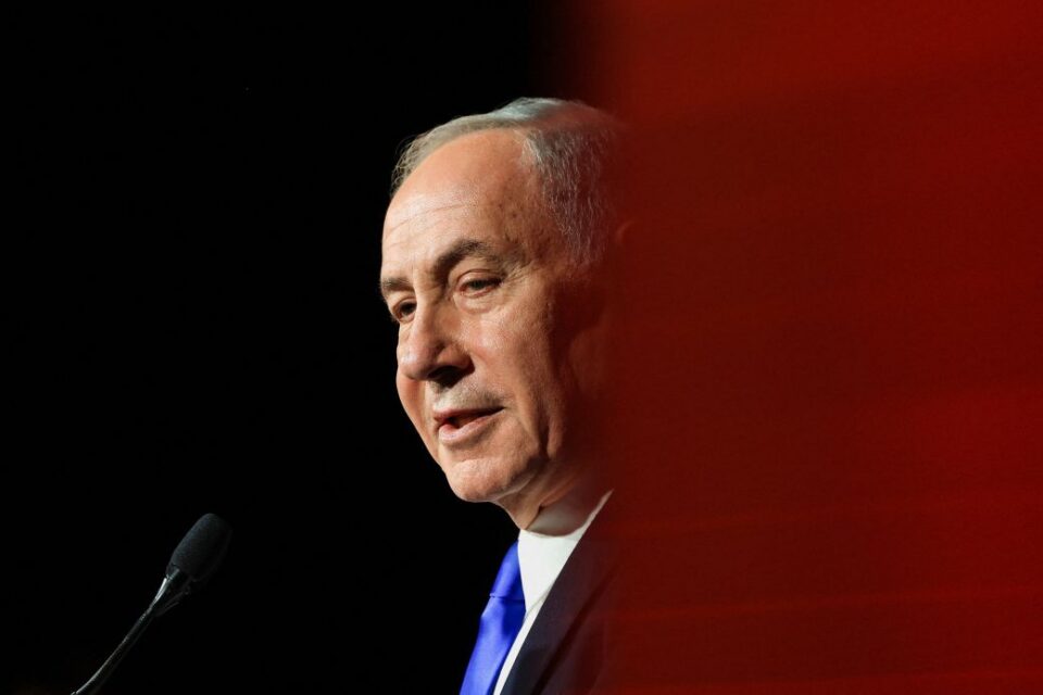 Israeli Prime Minister Benjamin Netanyahu speaks at the Jerusalem News Syndicate International Policy Summit in Jerusalem, on June 21, 2026.