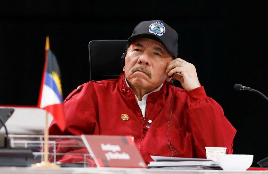 Nicaragua's President Daniel Ortega looks on as he attends a meeting in Caracas, Venezuela , on December 14, 2024.