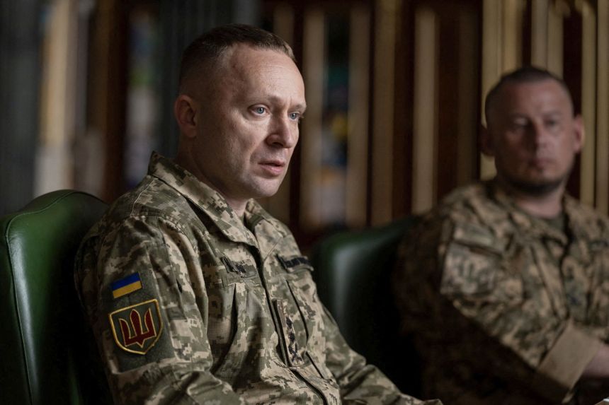 Maj. Gen. Mykhailo Drapatyi attends a meeting with Zelensky in Kyiv on Monday.