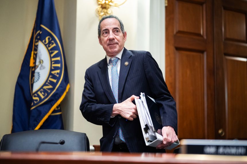Rep. Jamie Raskin, D-Md., arrives for the House Administration Committee hearing titled "Preventing Fraudulent Donations: Transparency, Verification, and Accountability," in Longworth building on June 10.