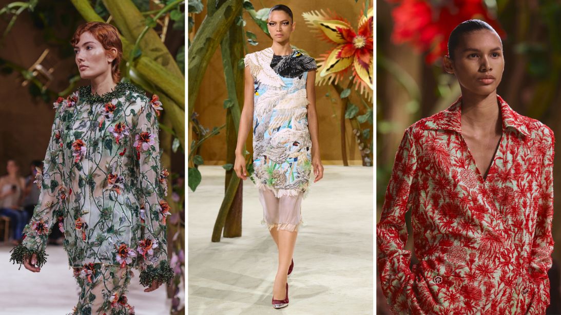 Chanel’s show took place under supersized twisting, tangling floral vines. The collection is wearable art, and it will be acquired and preserved as such. Museum-worthy fashion that absolutely must be seen in the wild first.