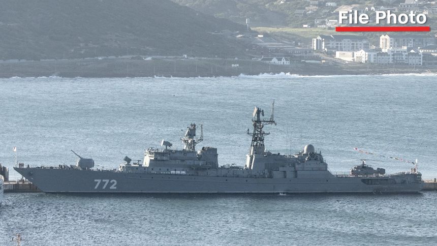 British media identified the vessel on Tuesday as the Russian Navy frigate "Neustrashimy," shown here in a file photo taken in Simonstown, South Africa.