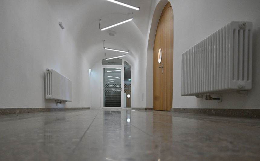 gettyimages-2286529675 A view of a corridor inside the new police station.