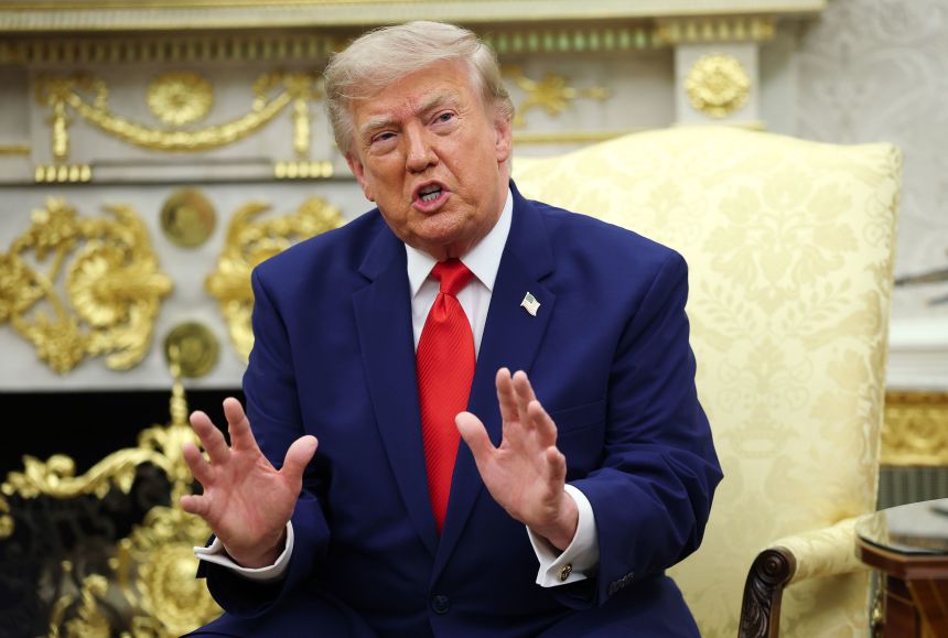 President Donald Trump speaks during a bilateral meeting with President of Lebanon Joseph Aoun in the Oval Office on July 21, 2026.