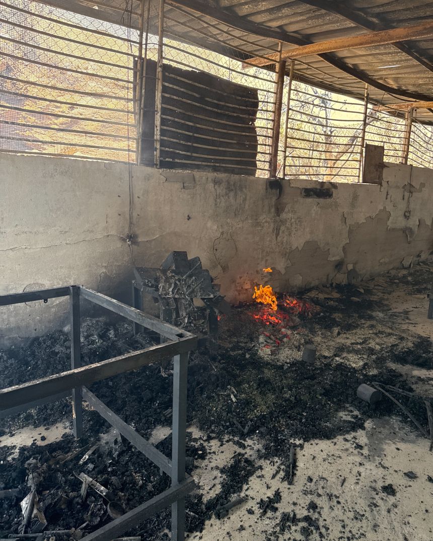 Settlers set fire to buildings in the West Bank village of Faraata.