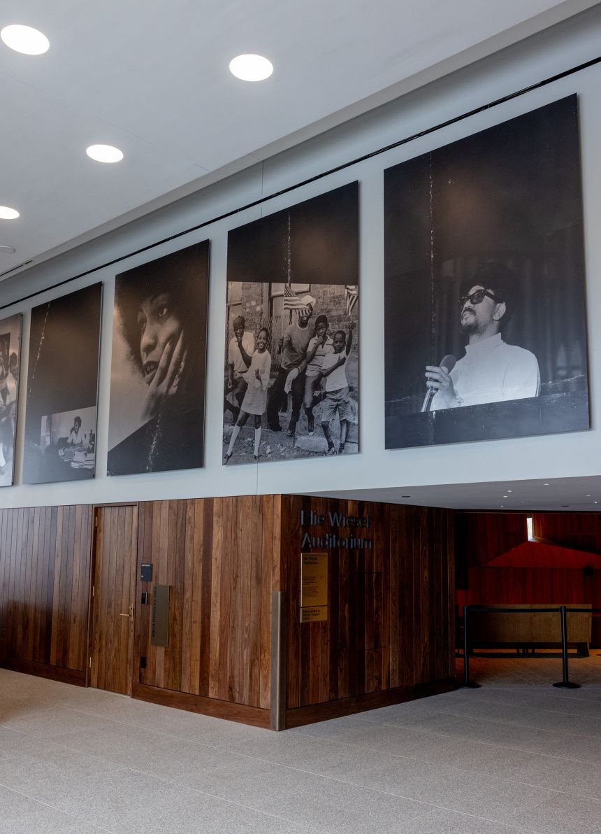 The artist Theaster Gates displays archival images of Black beauty and life in the Forum building, where visitors will gather for free programs.